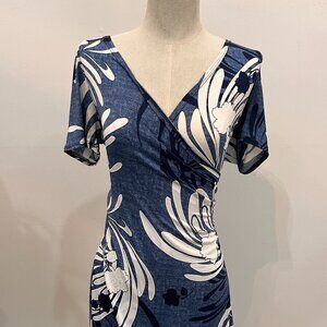 Blue and White Wrap Dress